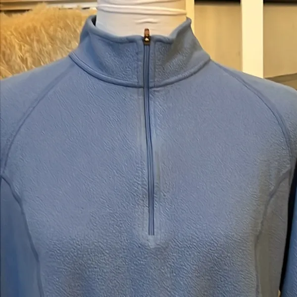 L.L. Bean Blue Fleece Quarter Zip Pullover Womens Large - Image 2