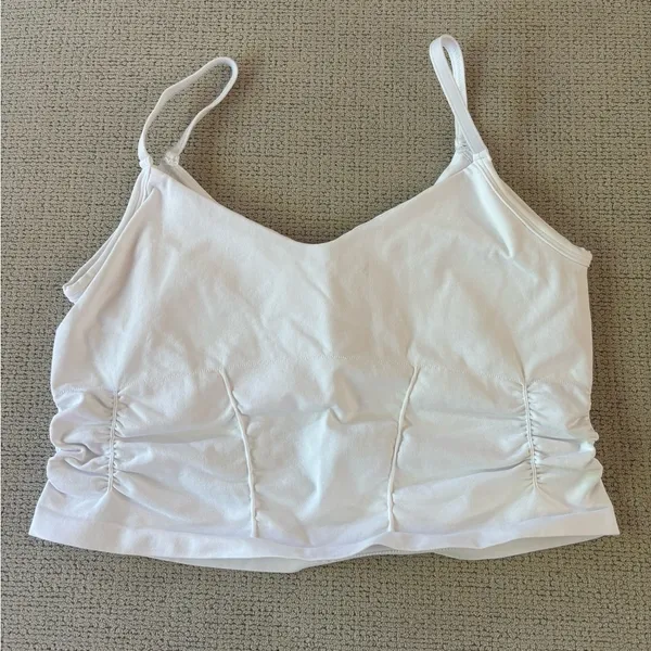 Free People Good Karma Ruched Crop Tank in White XL - Image 5