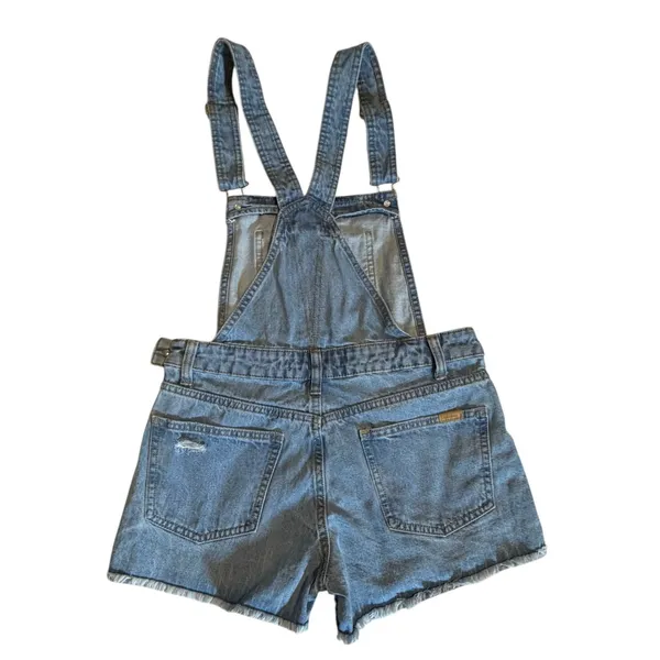 Bershka Denim Shortalls Light Wash Distressed Jean Overalls Womens Size Small - Image 12