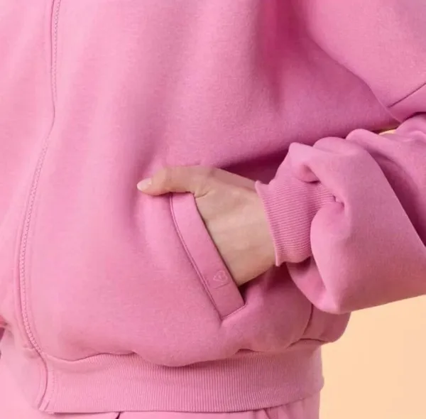 NWT! Blogilates Women's Marshmallow Full Zip Hooded Sweatshirt - Pink XL NEW! - Image 5