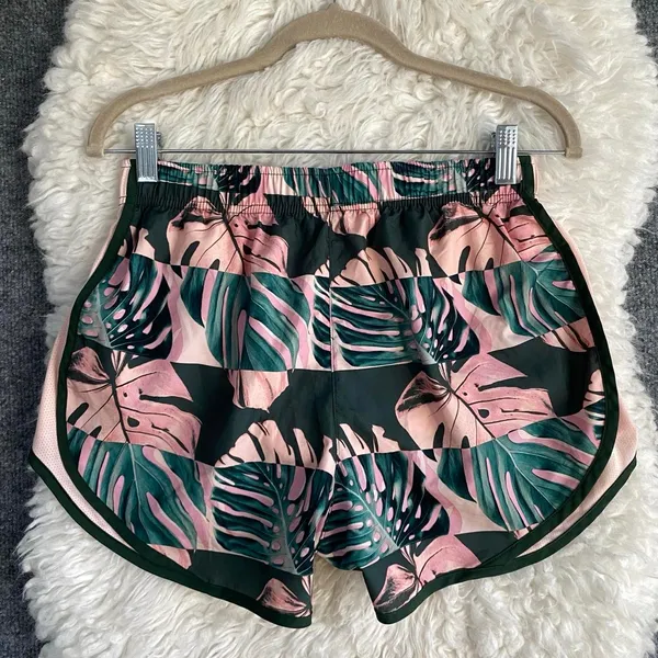 Nike Pink Tropical Palm Green Leaves Print Running Shorts Gym Activewear Sporty - Image 4