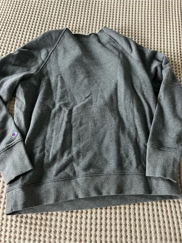 Champion Gray Crewneck Sweatshirt with Red White Logo - Image 2