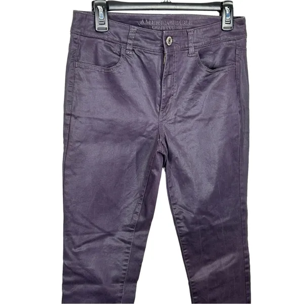 American Eagle Purple Coated High Rise Jeggings Size 8 Y2K Grunge - Image 6