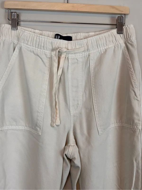 Gap Pull-On Barrel Pants Medium Milk Ivory Cotton Lyocell Utility - Image 2