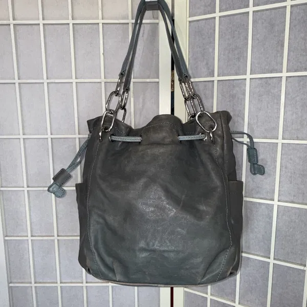 VTG Michael‎ Kors Y2K Distressed Boho Gorpcore Purse Chunky Silver Leather Bag - Image 2