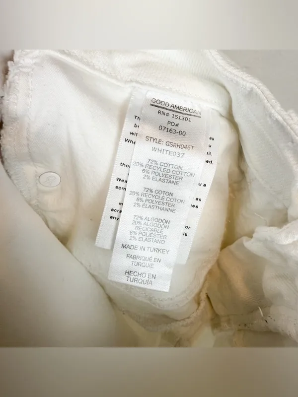 Good American Good Straight High Rise Raw Hem White Jeans Size 4/27‎ - Image 16