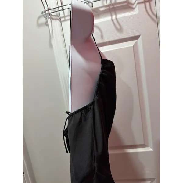 NWOT Free People Intimately Slip Dress Womens Black Satin Strappy Ruffle Small - Image 4