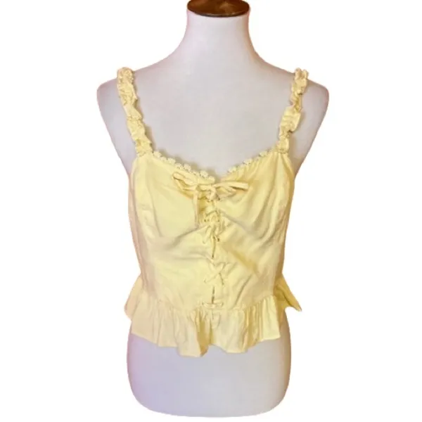 Urban outfitters yellow feminine tank top - Image 2