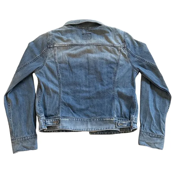 Lucky Brand Dungarees America Denim Trucker Jacket Medium Wash Distressed XL - Image 4
