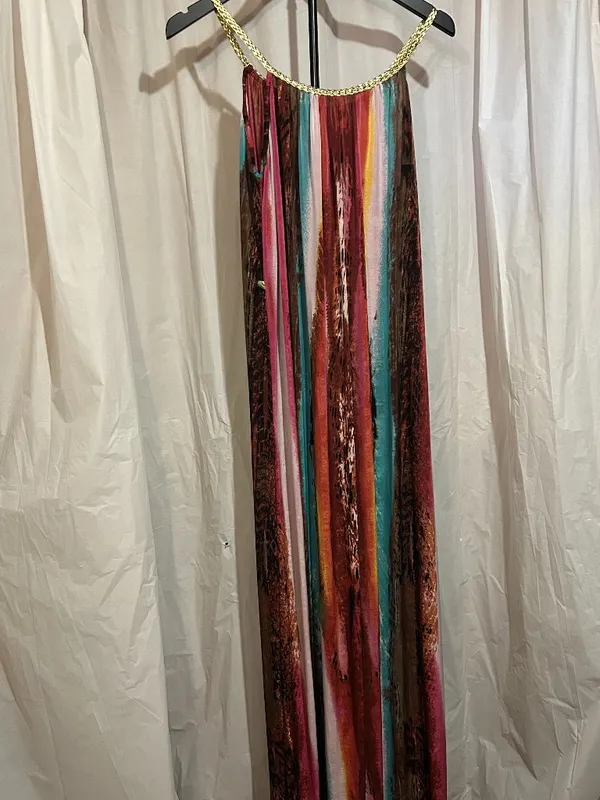 ACE Fashion Women's XL Multicolor Abstract Print Maxi Dress Sleeveless Size XL - Image 4
