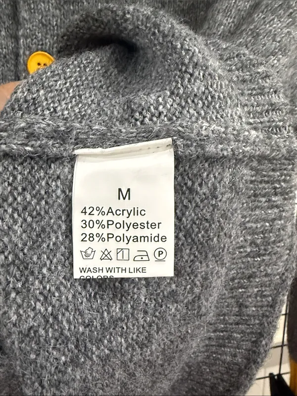 Gray & Yellow Heart-Accent Cardigan Sweater - Image 2