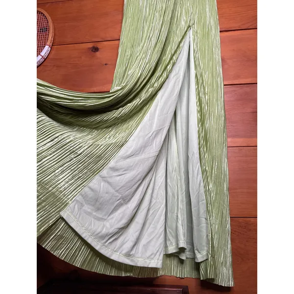 NWT Lulus Melitta Lime Green Plisse Sash Maxi Dress Gala Banquet Wedding Size M - Image 5