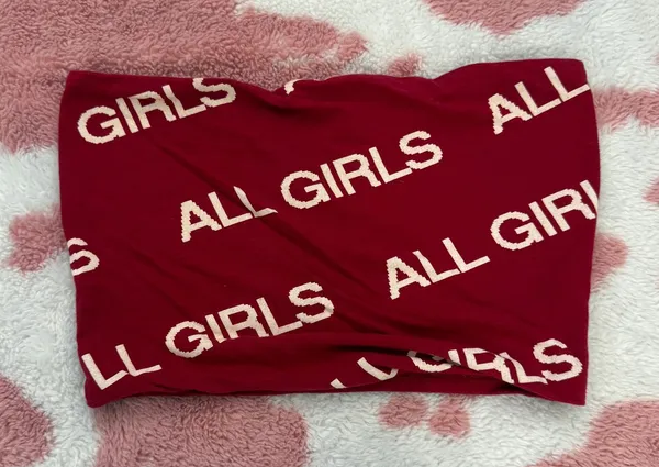 🔥 Y2K Red “ALL GIRLS” Graphic Bandeau Tube Top 🔥 Soft Stretchy Minimalist Streetwear 💋 - Image 3