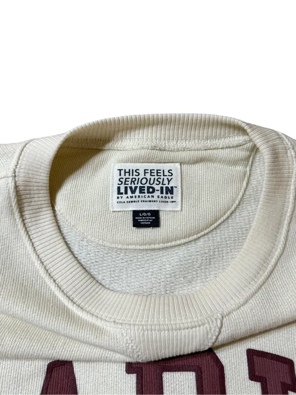 American Eagle Paris Oversized Crewneck Sweatshirt Cream Large - Image 2