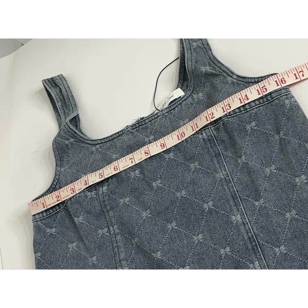 Mustard Seed Washed Denim Bow Sleeveless Jean Jumper Dress Women's Small - Image 9