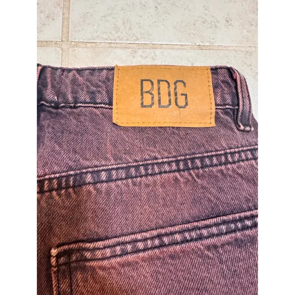 BDG Denim Maxi Skirt Mauve Berry Wash High Waist Front Slit Raw Hem XS - Image 9