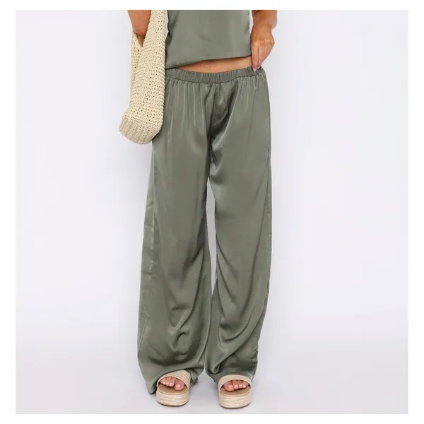 White Fox Wide Leg Pants More To Come Size S Green - Image 5