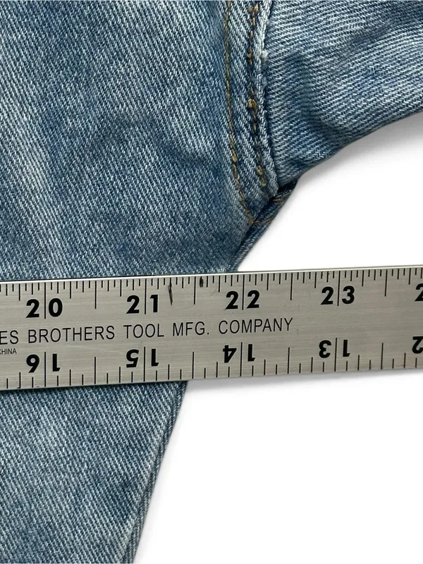 Princess Polly S/M Oversized Distressed Denim Jacket Light Wash Raw Hem - Image 6