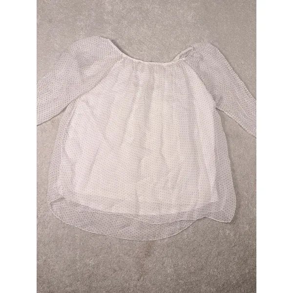 Viola Borghi Women's Made In Italy Lined Silk White‎ Polka Dot Top Size Small - Image 4