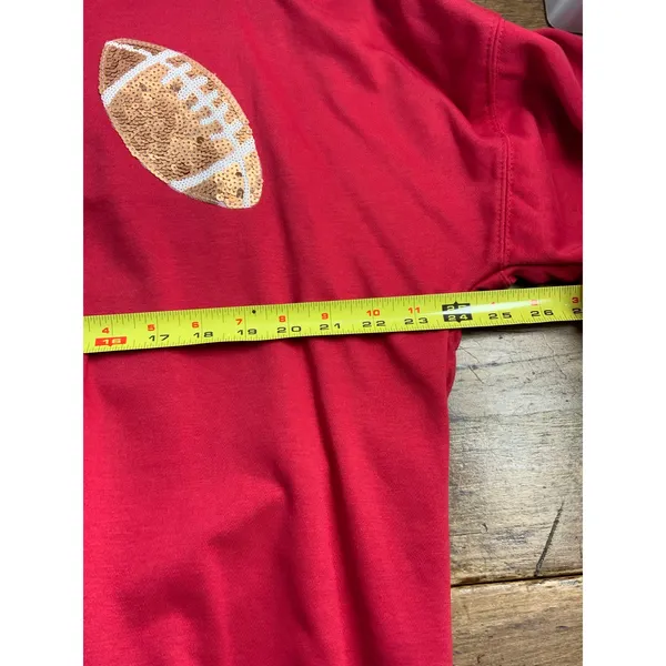 Timing‎ red crewneck sequined football Game Day Sweatshirt size small - Image 6