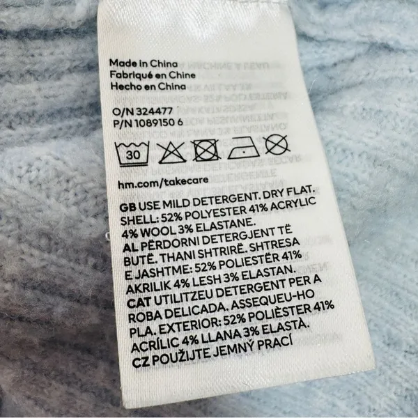 H&M Oversized Ribbed Cowl Neck Sweater Powder Blue Medium‎ - Image 10