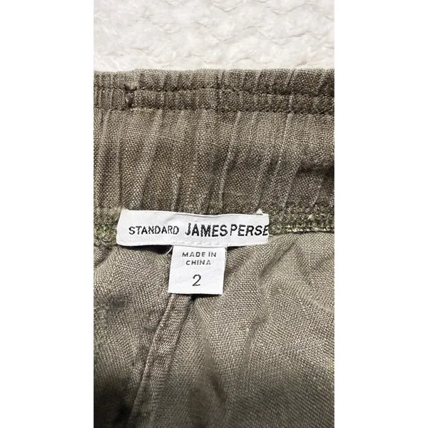 Standard James Perse Womens Olive Linen Drawstring Pants MKO1370 Size 2 - Image 5
