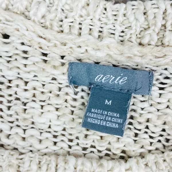 Aerie by AEO Happy Winter Open Weave‎ Sweater Tan Pink Medium Pullover - Image 10
