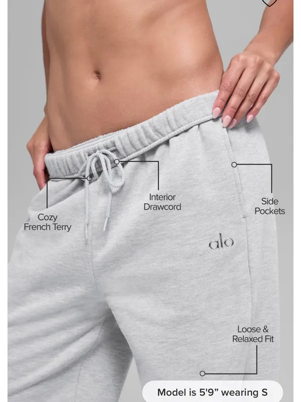 Alo Accolade Athletic Heather Grey Sweatpant - Small- NWT - Image 2