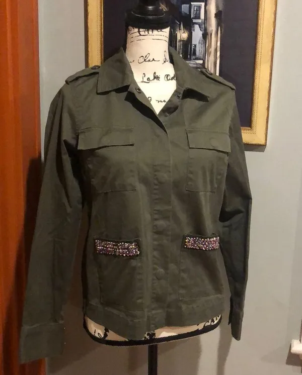 A New Day Beaded Pocket Military-Style Jacket (S) - Image 4
