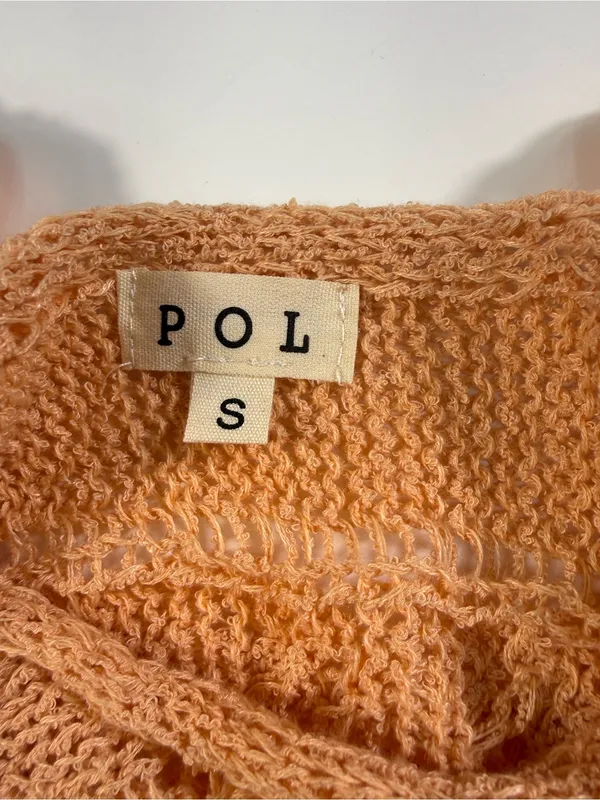 POL Cropped Cable Knit Sweater in Peach - Image 5