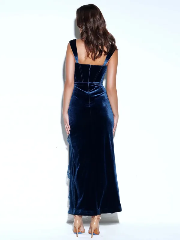 Miss Circle Odilia Teal Velvet Maxi Dress - Image 2