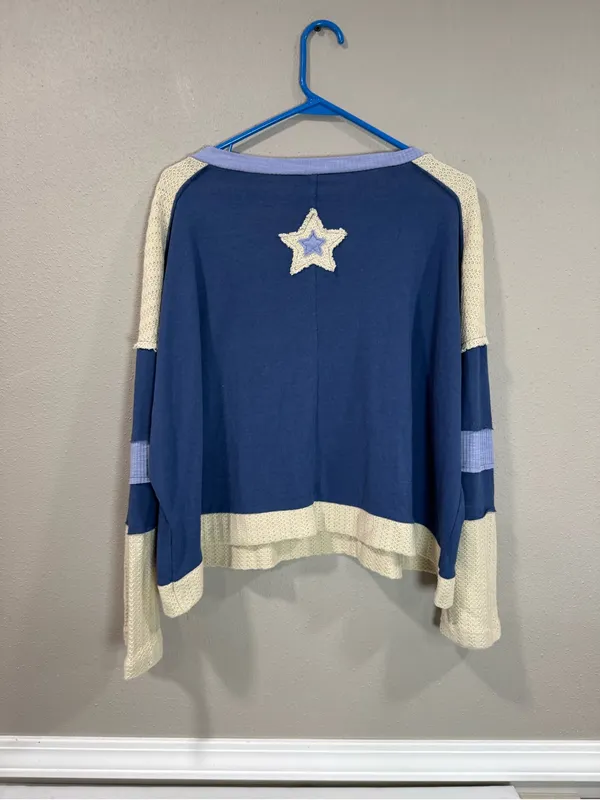 POL Threaded Pear Natalie Star Patchwork Oversized Top - Image 6
