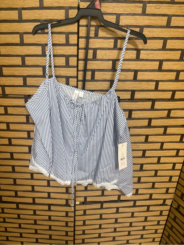 Joyspun blue and white stripe two piece pajama set size medium - Image 2