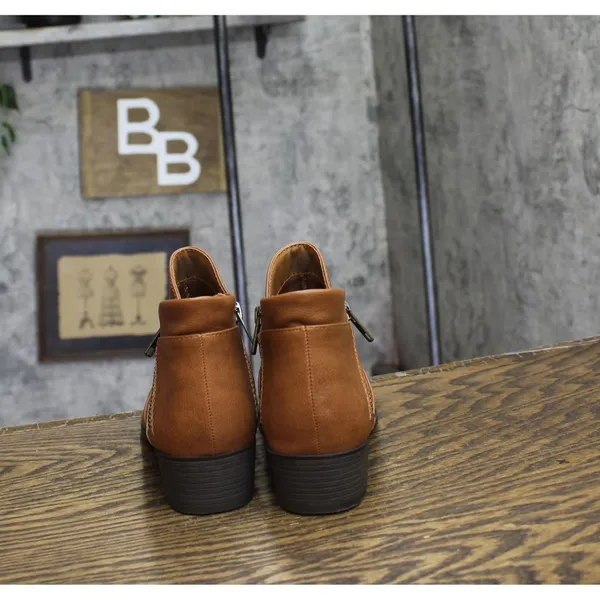 Sun + Stone Womens Adelinee Double Zip Ankle Booties Brandy Brown 6.5M - Image 4