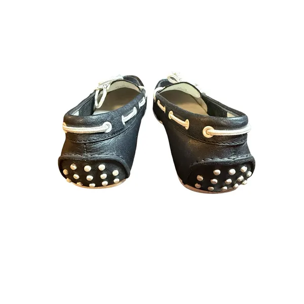 Cole Haan Black Leather Loafers White Laces Boat Shoes Womens‎ 7 B Narrow - Image 2