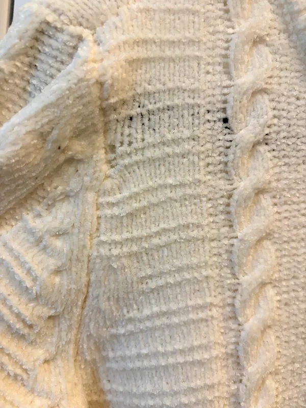 Allison Brittney Petite Ivory Cable Knit Chenille Sweater Dress Cozy Winter M - Image 3