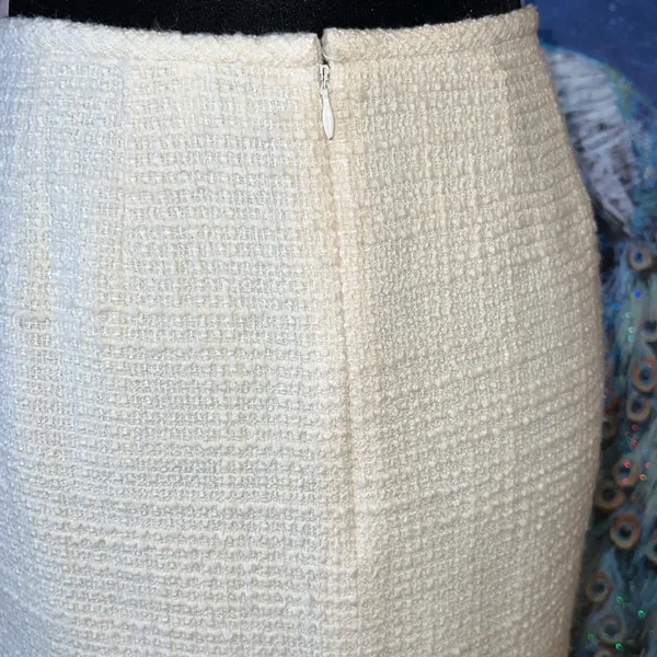 Vintage Ann Taylor Size 4 Wool Blend Cream Skirt - Image 8