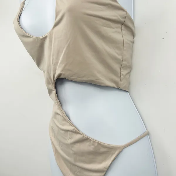 Riot Swim Womens‎ Blaise Tan Cutout Asymmetrical Minimalist One Piece Swimsuit M - Image 3