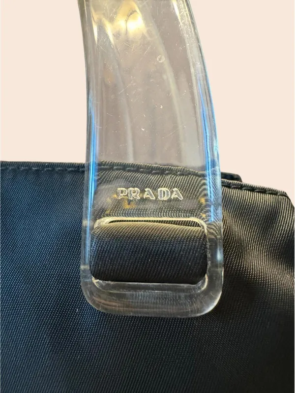 Prada Vintage Tessuto Nylon Tote Lucite Handles - Image 3