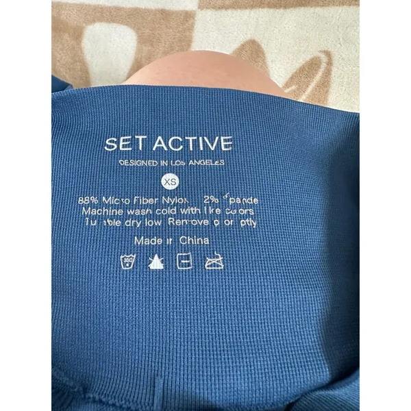 SET Active Leggings High Waisted Athletic Yoga‎ Pants Blue XS - Image 8