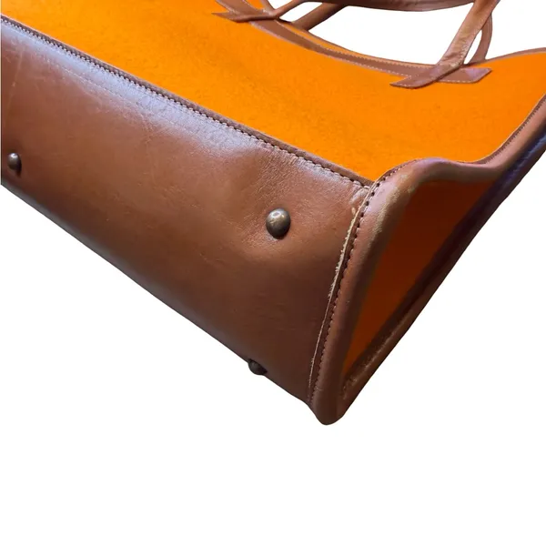 🧡 Graf Lantz Orange Felt Leather Trim‎ Tote Bag OS 🧡 - Image 3