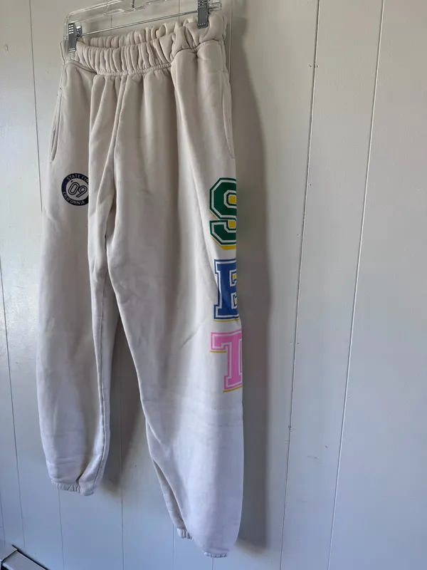 SET ACTIVE Logo Sweatpants Cream Multicolor Size Medium - Image 3