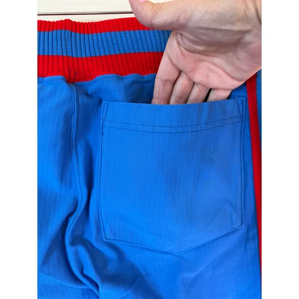 Sand Knit High Rise Pull On Crop Pants Striped Blue Red Medium Athleisure - Image 6
