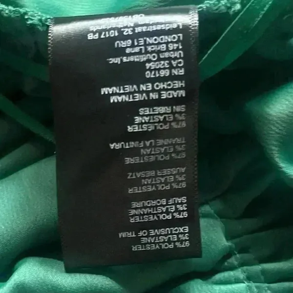 Urban Outfitters Green Satin Long Puff Sleeve Tie Back Crop Festival Top Size M - Image 5