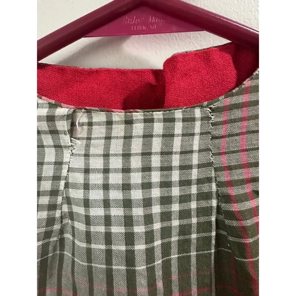 Vintage 50's Marcy Allen Original Red Green Plaid Puff Sleeve Button Dress - Image 14