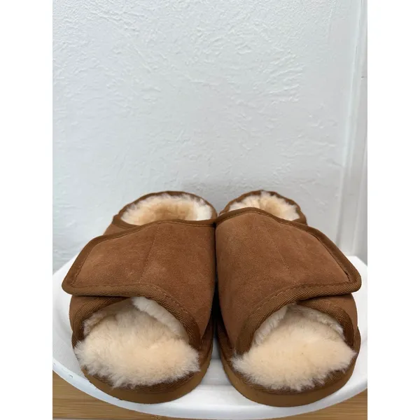 Lamo Chestnut Shearling Suede House Slippers‎ Cozy Slip On Mule - Image 2
