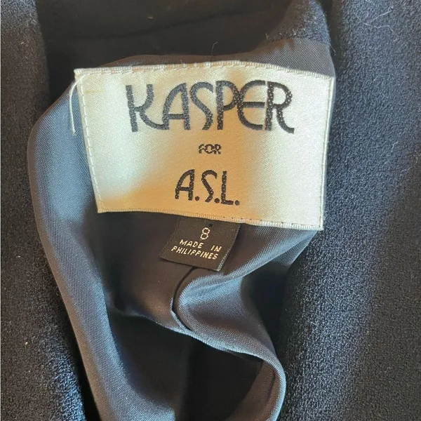 KASPER FOR ASL (8) 100% WOOL NAVY BLAZER - Image 5