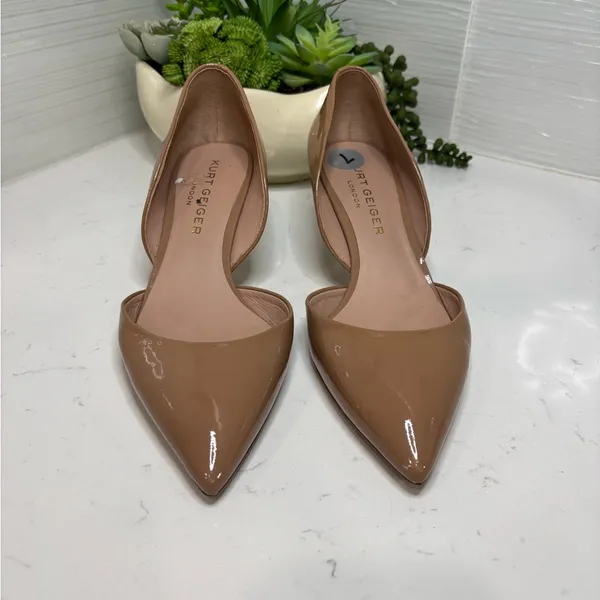 Kurt Geiger London Nude Patent Leather Pointed Toe Kitten Heels Women’s Size 7 - Image 2