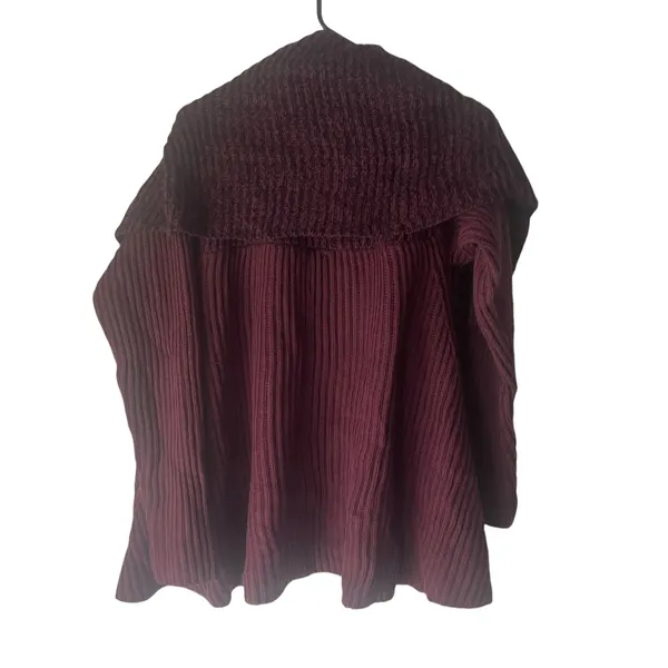 Lisa Rinna Collection Women Large Red‎ Maroon Wrap Cardigan Chunky Sweater - Image 8