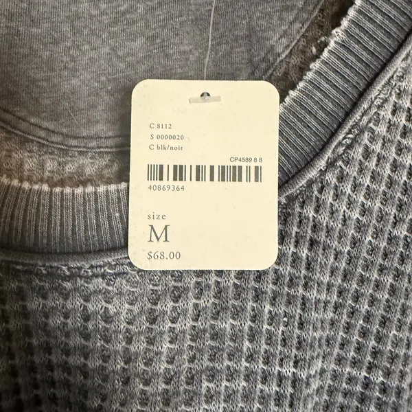 Free People We the Free Fairmont Tee Slouchy Light Thermal Short Sleeve Gray M - Image 7
